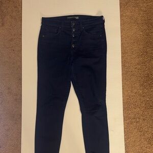 Veronica Beard Dark Navy Skinny Button-Fly Jeans